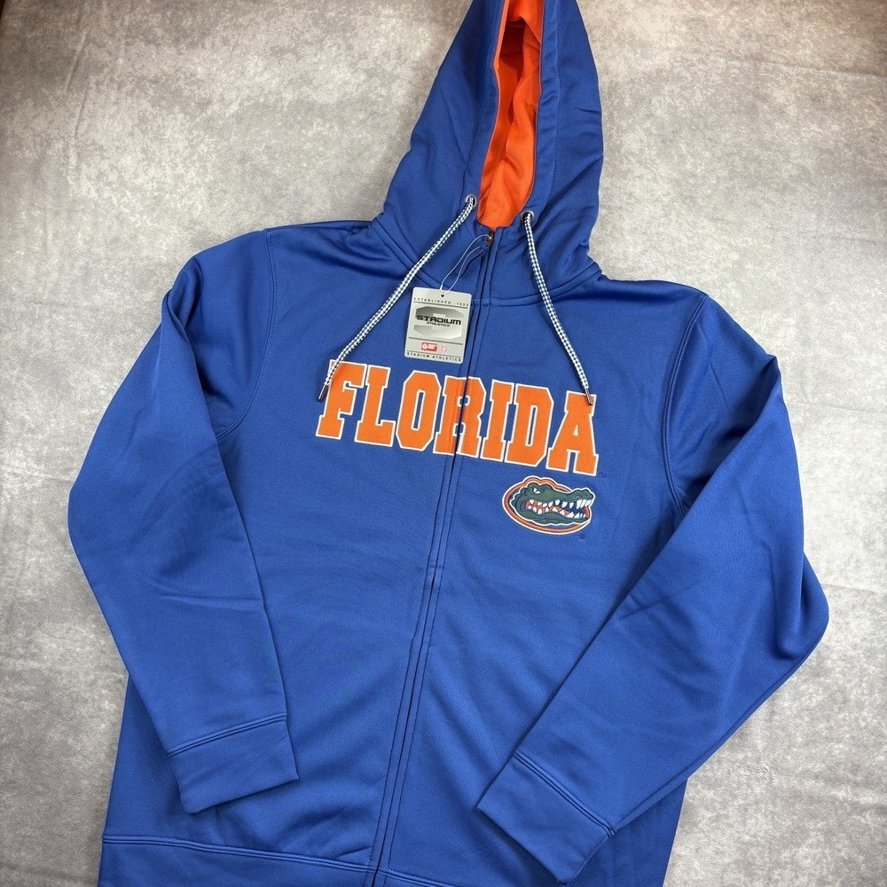 Florida Gators Sweatshirt Mens L Blue Full Zip Spell Out College Preppy NEW